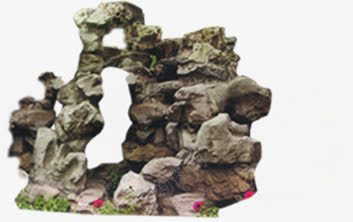 绿色植物小花假山装饰png免抠素材_新图网 https://ixintu.com 假山 绿色植物 装饰