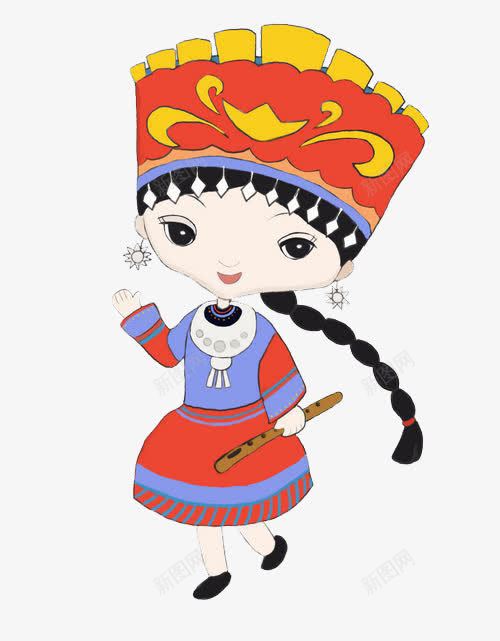 跳舞的苗族姑娘png免抠素材_新图网 https://ixintu.com 卡通 女孩 姑娘 少数民族 手绘 苗族 跳舞
