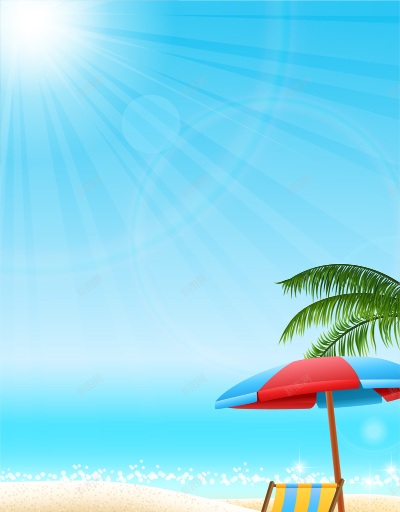 夏天海边旅游促销背景矢量图ai设计背景_新图网 https://ixintu.com 云朵 夏天 夏季 天空 太阳 季节 小清新 海水 海洋 海滩 海边 清新 白云 蓝天 阳光 矢量图