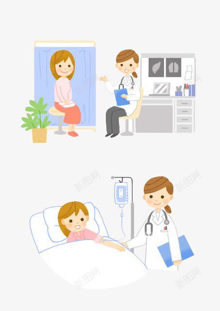 医生看病png免抠素材_新图网 https://ixintu.com 医生 卡通 挂水 看病