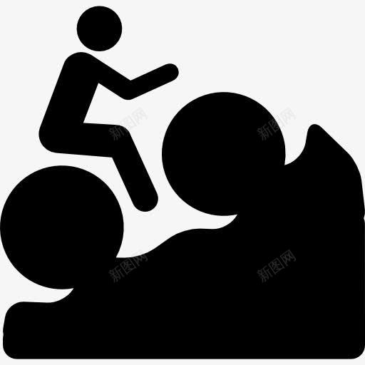 山地自行车骑车人的轮廓图标png_新图网 https://ixintu.com 冒险运动 多项运动 山的轮廓 运动 骑自行车 骑自行车的人
