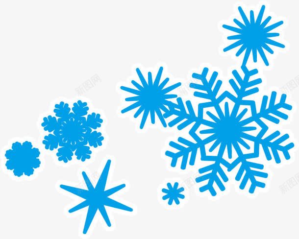 扁平风格创意合成蓝色的雪花效果png免抠素材_新图网 https://ixintu.com 创意 合成 扁平 效果 蓝色 雪花 风格