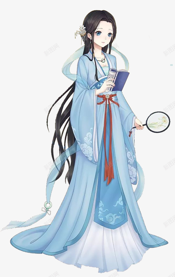 读书的古代女子png免抠素材_新图网 https://ixintu.com 仙侠美女 卡通 古风 手绘 清新 美女 读书水墨画