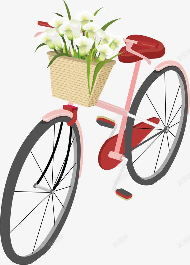 放在车筐里的鲜花png免抠素材_新图网 https://ixintu.com 自行车 车筐 鲜花