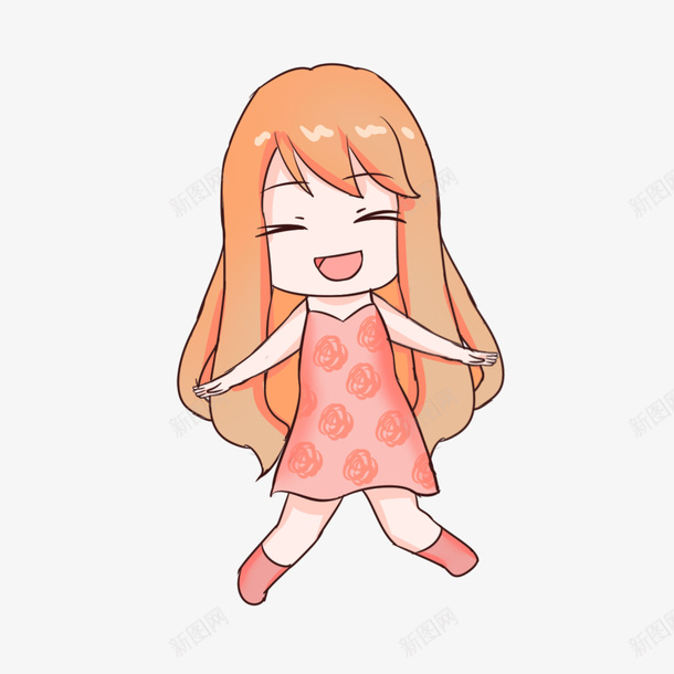 卡通小女孩跳动png免抠素材_新图网 https://ixintu.com 卡通 小女孩 跳动 高兴