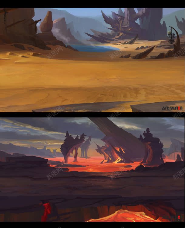 红色火海手绘插画jpg设计背景_新图网 https://ixintu.com 插画 火海 红色