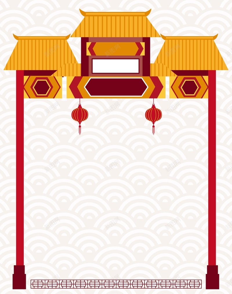 矢量中国风扁平化牌楼古典背景ai设计背景_新图网 https://ixintu.com 中国风 古代牌楼 古典 扁平化 手绘 春节 海报 灯笼 牌楼 矢量 矢量图 背景 节庆