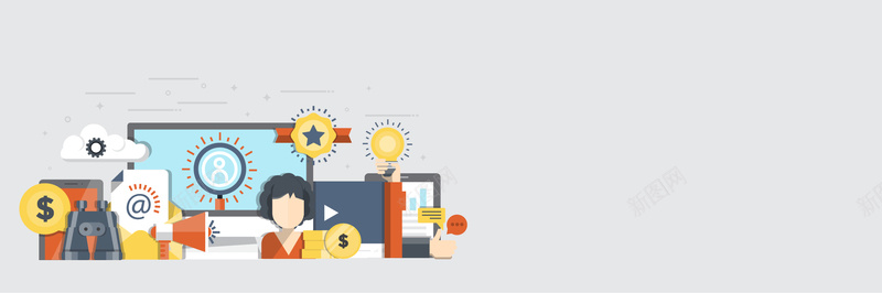 销售背景图矢量图ai设计背景_新图网 https://ixintu.com 云 卡通 手绘 海报banner 电子商务 童趣 统计 销售员 矢量图