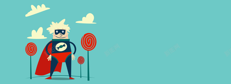 卡通超级甜心背景矢量图ai设计背景_新图网 https://ixintu.com 云 卡通 卡通人物 孩子 手绘 海报banner 男孩 童趣 面具 矢量图
