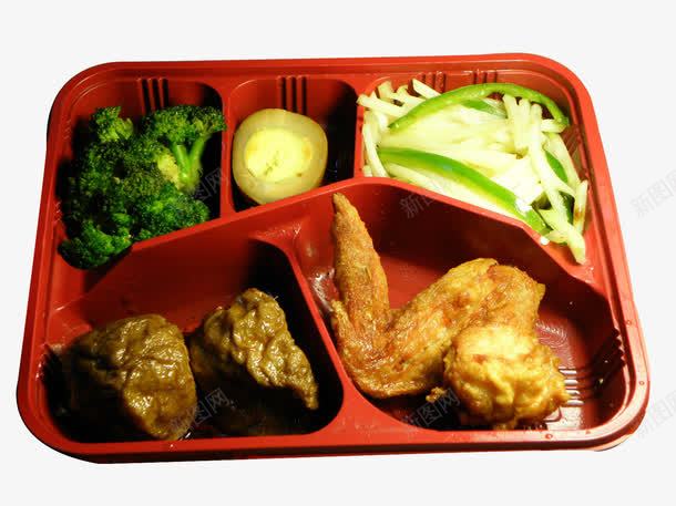 快餐png免抠素材_新图网 https://ixintu.com 两荤三素 丸子 土豆丝 快餐 盒饭 西兰花 鸡翅 鸡蛋