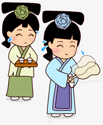 卡通小宫女png免抠素材_新图网 https://ixintu.com 丫环 中国风 卡通 宫女