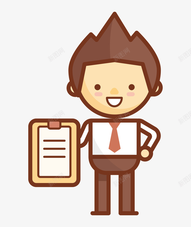 手绘水彩商务男孩png免抠素材_新图网 https://ixintu.com 卡通手绘 商务人士 小男孩 微笑 成功人士 板子 水彩