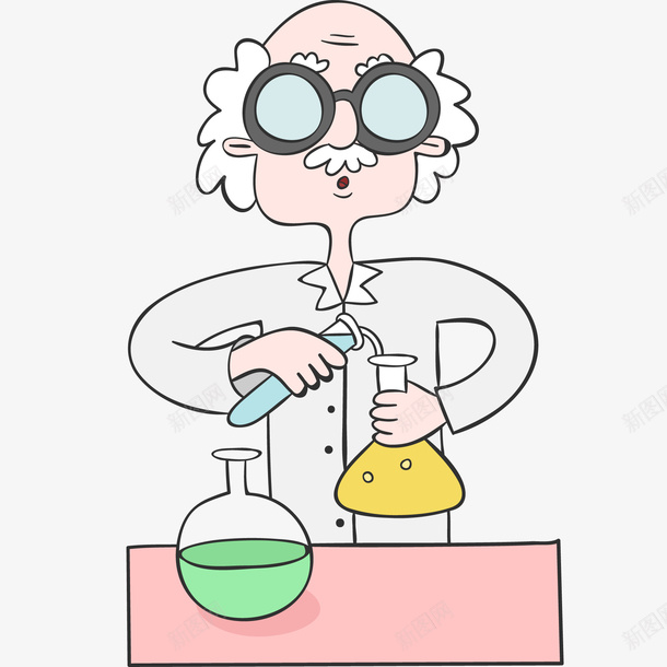 卡通手绘做科学实验的人物矢量图ai免抠素材_新图网 https://ixintu.com 人物设计 化学试剂 手绘 科学实验 职业人物 矢量图
