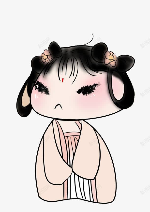 中国风卡通女孩png免抠素材_新图网 https://ixintu.com 包子脸 卡通 发髻 可爱 唯美 复古 女孩 汉服 汉服少女 粉色