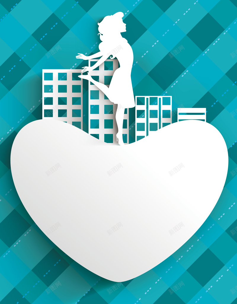 蓝色折纸背景模板矢量图ai设计背景_新图网 https://ixintu.com 女孩 小清新 建筑 折纸 矢量模板 矢量素粗 矢量背景模板 简约 蓝色 矢量图