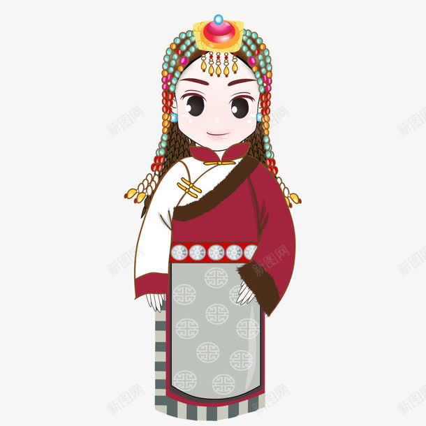 卡通人物png免抠素材_新图网 https://ixintu.com 人物 卡通人物 女孩 少数民族 插画 民族女孩
