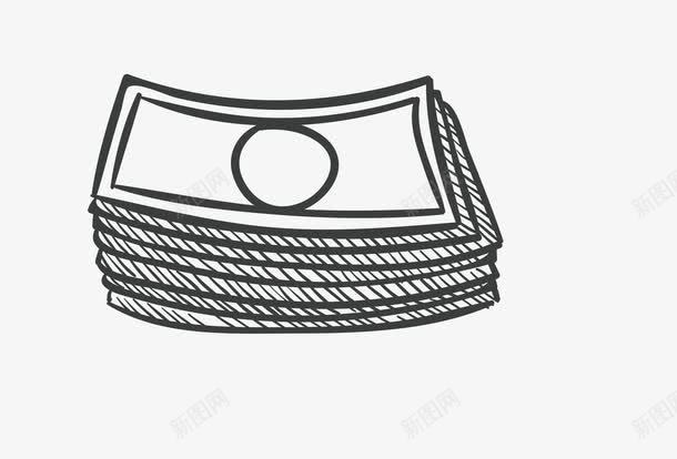 一叠金钱png免抠素材_新图网 https://ixintu.com 一叠 卡通 圆形 白色 简笔 线条 金钱 黑色