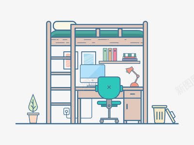 书房png免抠素材_新图网 https://ixintu.com 学习 插画 环境