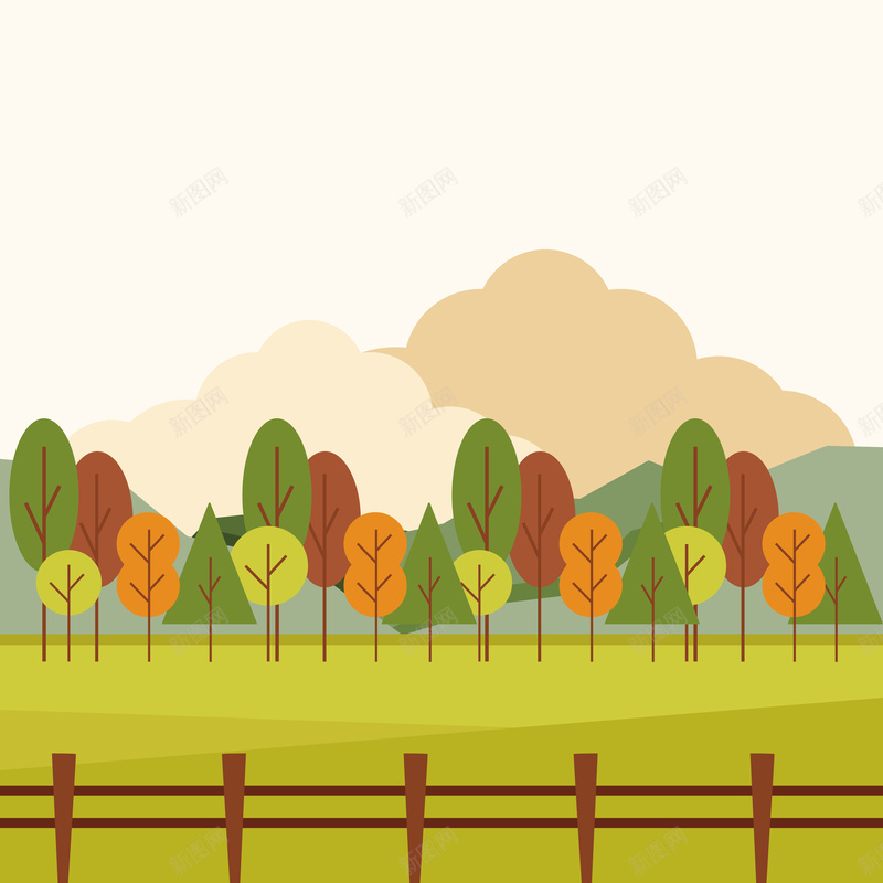 秋天远山风景矢量图ai设计背景_新图网 https://ixintu.com 卡通 手绘 枫叶开心 树 深秋 秋天 秋季 童趣 矢量图