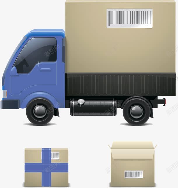 运输货车png免抠素材_新图网 https://ixintu.com 卡通 箱子 货车 运输