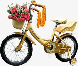 黄色自行车花朵素材