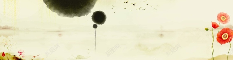 复古中国风花朵背景psd设计背景_新图网 https://ixintu.com 中国风 复古 大气 梦幻 浪漫 海报banner 清新 简约