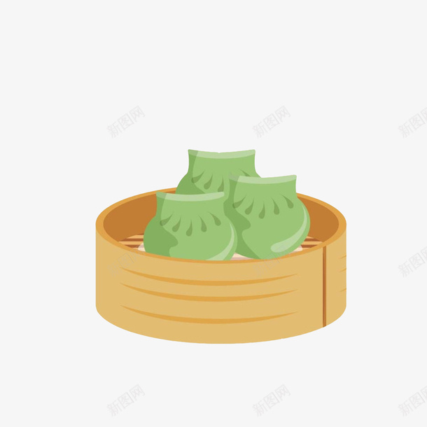 卡通手绘烧卖png免抠素材_新图网 https://ixintu.com 卡通手绘 手绘烧卖 早茶点心 绿皮烧卖