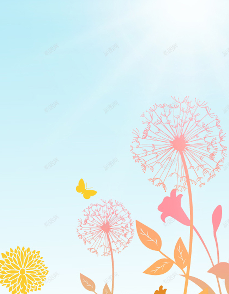蓝天蒲公英矢量图H5背景ai设计背景_新图网 https://ixintu.com H5背景 小清新 小草 文艺 春天 矢量图 简约 蒲公英 蒲公英背景 蓝天 蓝天背景 阳光