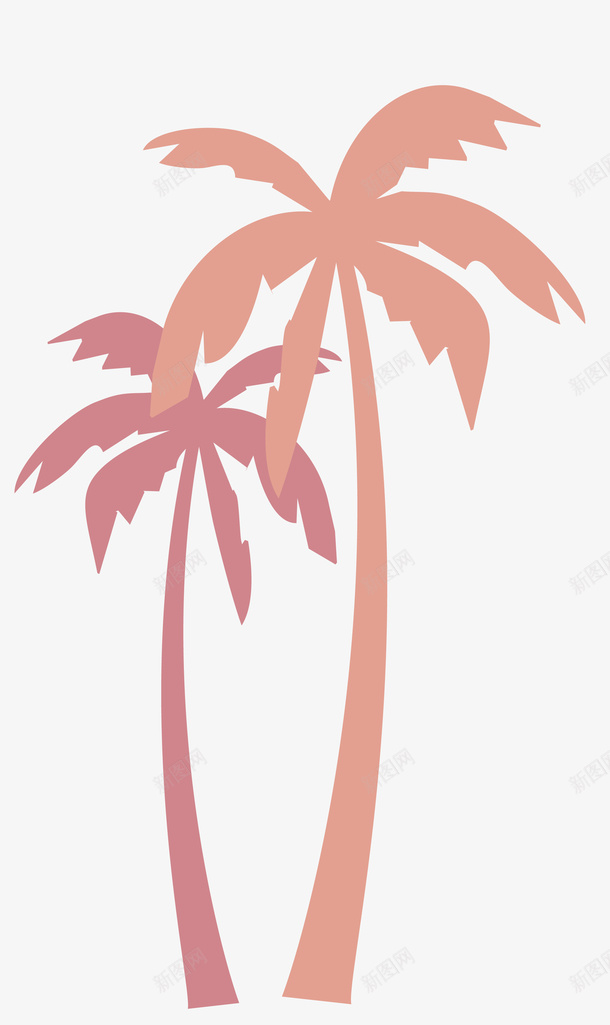 椰子树简笔画矢量图eps免抠素材_新图网 https://ixintu.com 植物 椰子树 矢量素材 粉色 矢量图