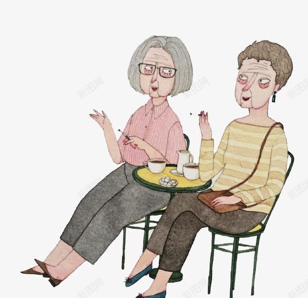聊天的奶奶png免抠素材_新图网 https://ixintu.com 两个奶奶 喝茶 手绘老奶奶 插画 老妈妈 老婆婆卡通 老母亲 聊天