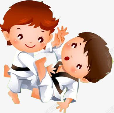 跆拳道png免抠素材_新图网 https://ixintu.com 卡通人物 卡通男孩 小男孩 装饰素材 跆拳道