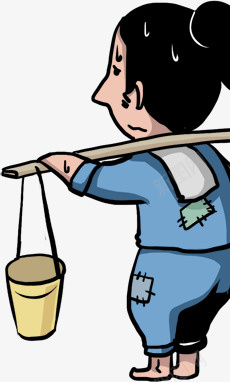 挑水png免抠素材_新图网 https://ixintu.com 古风 干活 担水 男子 累活 重担