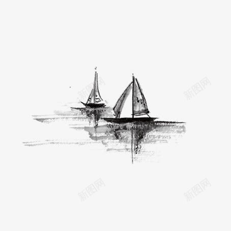 水墨船只png免抠素材_新图网 https://ixintu.com 古风船 帆 水 水墨画 水墨船只 船 船只