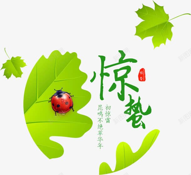 节气惊蛰png免抠素材_新图网 https://ixintu.com 惊蛰 昆虫 树叶 节气