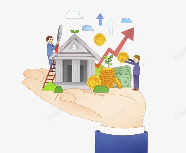 网上赚钱png免抠素材_新图网 https://ixintu.com 卡通人物 卡通手绘 水彩画 科技 装饰图案 财富 金币