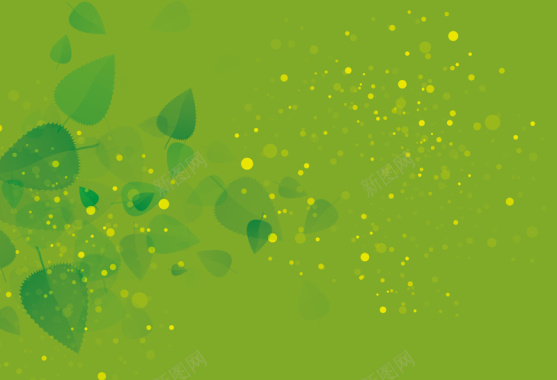 扁平化绿色树叶纹理海报背景矢量图背景