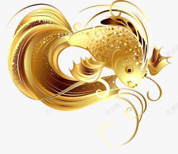 金色小鱼png免抠素材_新图网 https://ixintu.com 卡通 手绘 金色 金鱼