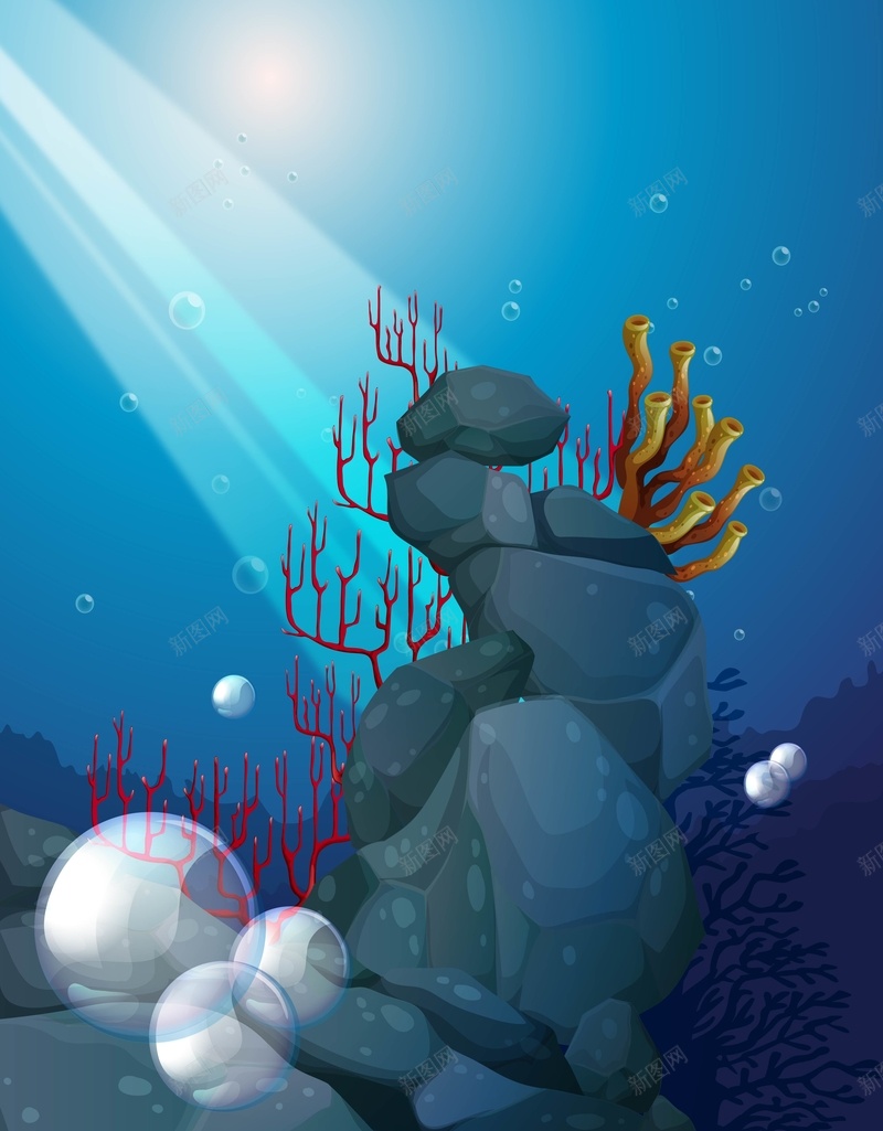 矢量儿童卡通海底世界背景ai设计背景_新图网 https://ixintu.com 儿童 卡通 手绘 插画 海底世界 海洋 珊瑚 矢量 礁石 童趣 背景 蓝色 矢量图