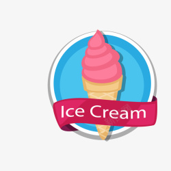 红蓝色冰淇淋标签矢量图素材