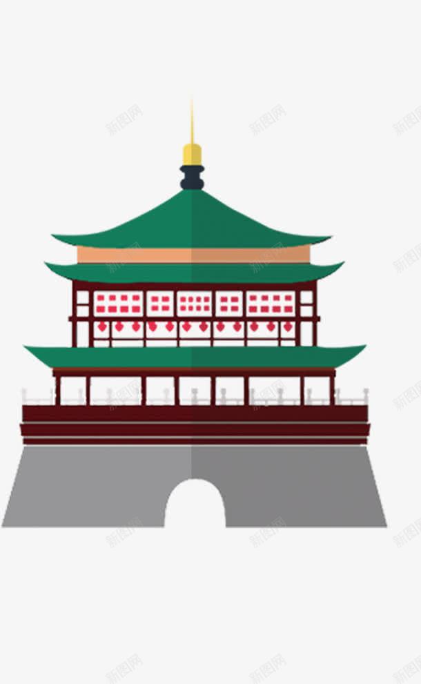 西安钟楼装饰png免抠素材_新图网 https://ixintu.com 素材 装饰 西安 钟楼