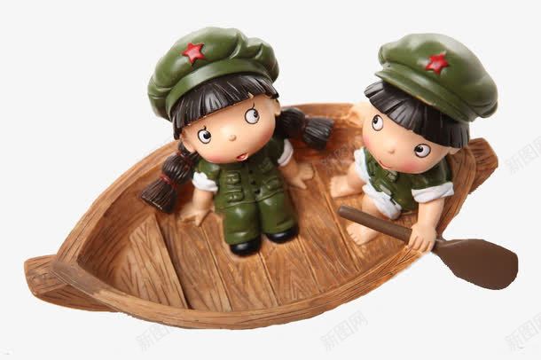 穿军装的人偶png免抠素材_新图网 https://ixintu.com 划船 同舟共济 扎小辫 男孩女孩