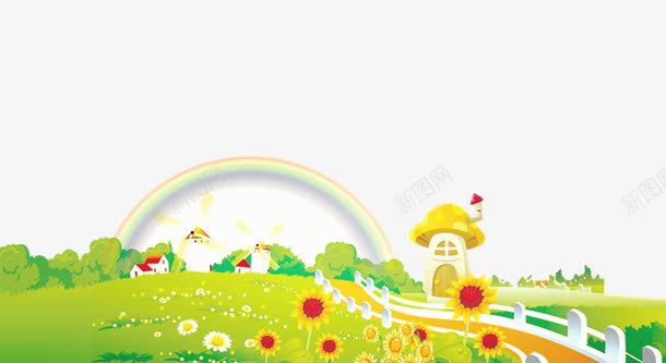 卡通可爱场景png免抠素材_新图网 https://ixintu.com 可爱 场景 花朵 蘑菇
