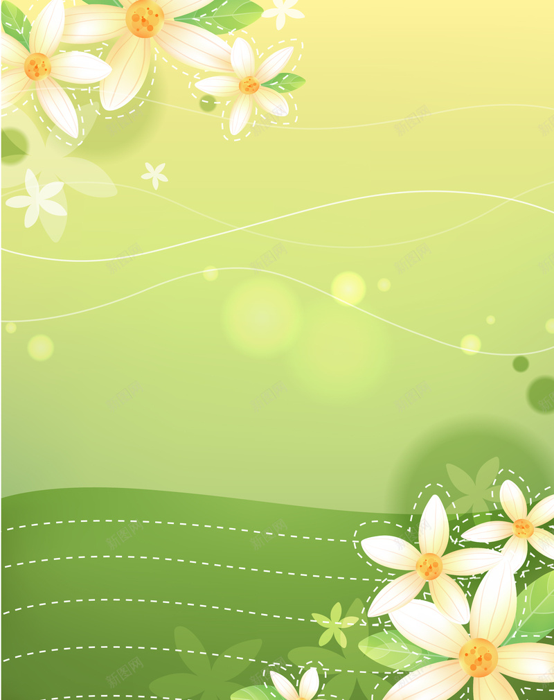 花朵绿色礼物信纸卡通海报背景矢量图ai设计背景_新图网 https://ixintu.com 信纸 信纸素材 卡通海报 海报背景 礼物素材 素材 绿色海报 背景 花朵背景 矢量图