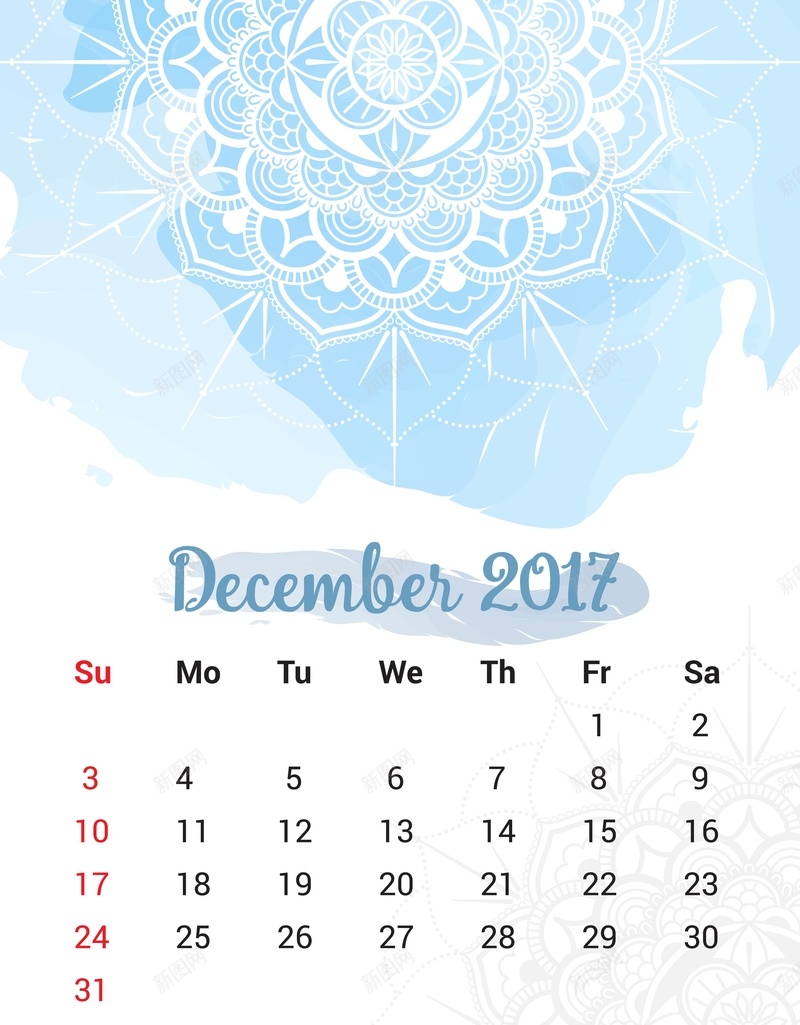 日历2017年12月挂历日期时间矢量图ai设计背景_新图网 https://ixintu.com 12月 2017年 挂历 日历 日期 时间 纹理 纹路 花朵 花纹 矢量图