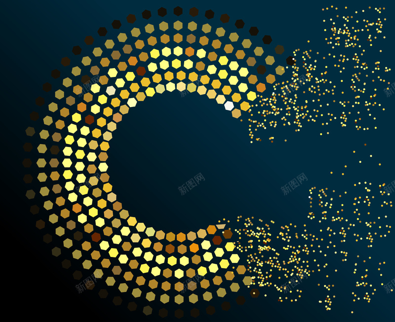 金色圆环波点分散粒子背景矢量图ai设计背景_新图网 https://ixintu.com 分散 商务 圆环 波点 海报 深蓝 科技感 粒子 背景 金色 矢量图