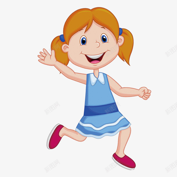 卡通快乐挥手的女孩png免抠素材_新图网 https://ixintu.com 人物设计 儿童节 卡通礼貌 女孩 快乐 手绘 打招呼 挥手
