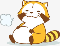 卡通狸猫png免抠素材_新图网 https://ixintu.com 卡通 卡通吃饱 吃饱 打嗝 狸猫 饱足