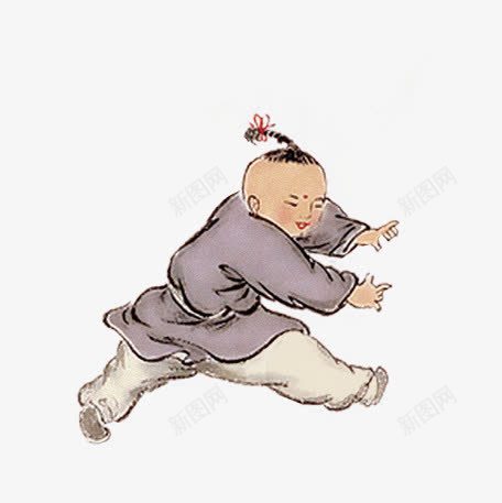 水墨画可爱童子png免抠素材_新图网 https://ixintu.com 可爱 水墨画 福娃童子