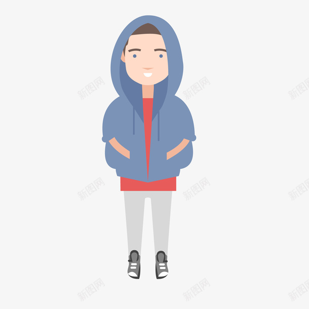 卡通穿连帽衫的人物矢量图ai免抠素材_新图网 https://ixintu.com 人物设计 卡通 扁平化 男性 连帽衫 矢量图