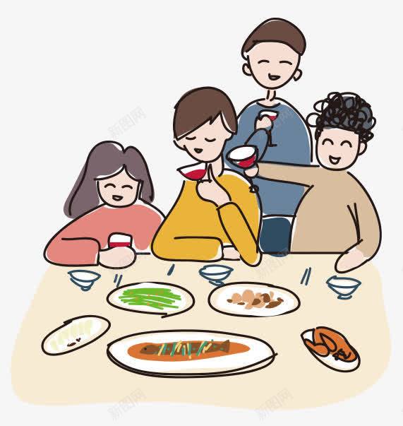 卡通家人聚餐png免抠素材_新图网 https://ixintu.com 卡通 家人 庆功宴 聚餐